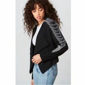 BB Dakota Black anthropologie Jacket with white tribal Accents